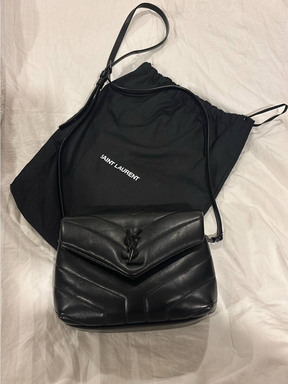 Yves Saint Laurent Black Quilted Leather Crossbody Bag